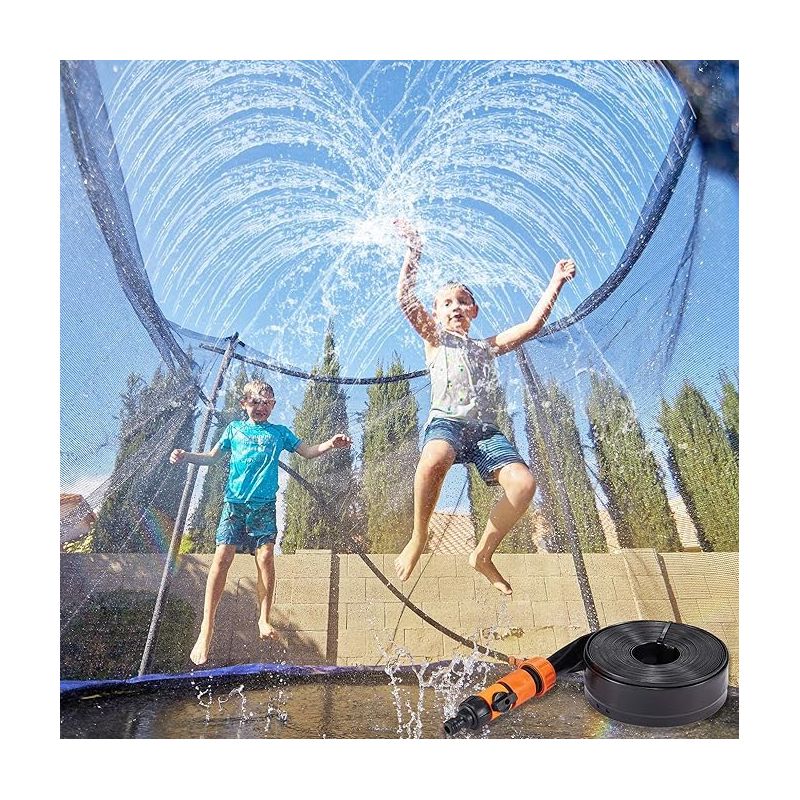 Syncfun 39.4FT Trampoline Sprinkler for Kids, Outdoor Trampoline Backyard Water Park Sprinkler Fun Summer Outdoor Water Toys for Boys Girls, 4 of 9