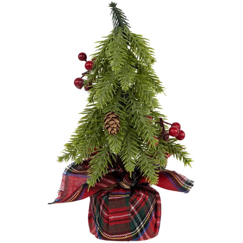 Northlight Mini Downswept Pine Artificial Christmas Trees with Pine Cones - 9" - Set of 3, 3 of 7