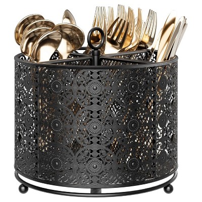LunaLulinlk 360° Rotating Utensil Caddy Countertop Cutlery Silverware Caddy Holder with 4 Compartment