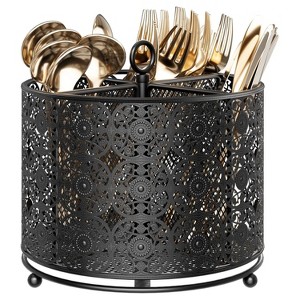 LunaLulinlk 360° Rotating Utensil Caddy Countertop Cutlery Silverware Caddy Holder with 4 Compartment - 1 of 4
