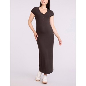 Women's Short Sleeve Henley Bodycon Maxi Dress | Motherhood Maternity - 1 of 4