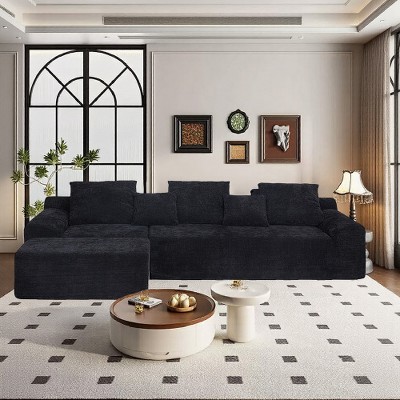 Ridstar Modern L-Shaped Sectional Sofa with Adjustable Configurations For Living Room, Bedroom & Lounge Areas-Black