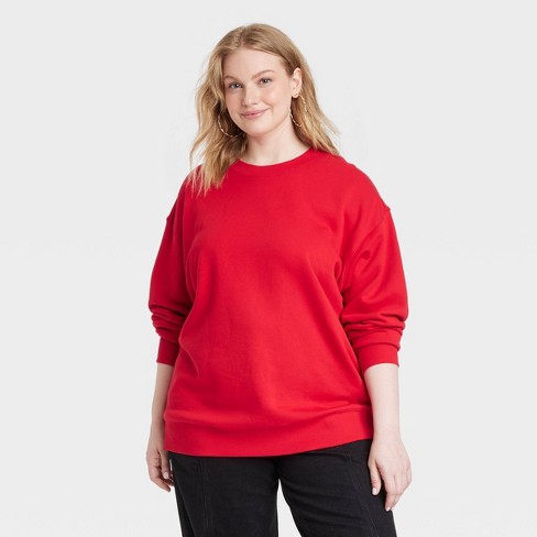 Women s Leisure Studio Oversized Pullover Sweatshirt Universal Thread Red Xxl Target