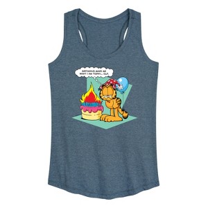 Women's - Garfield - Birthday's Make Me Old Graphic Racerback Tank - 1 of 4