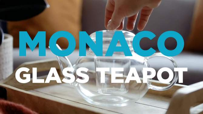 GROSCHE Monaco Glass Teapot with Glass Tea Infuser, 42 fl oz. Capacity, 2 of 15, play video