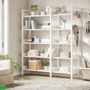 Corner Bookshelf  5 Tier Convertible Corner Book Shelf Modern Industrial Bookcase & 4 Hooks - 1 of 4