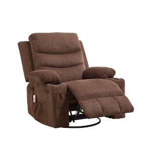 Jojoka 360° Swivel Rocker Recliner Sofa, Upholstered Fabric Glider with Massage & Heat, Side Pockets & Cup Holders, for Small Spaces - 1 of 4