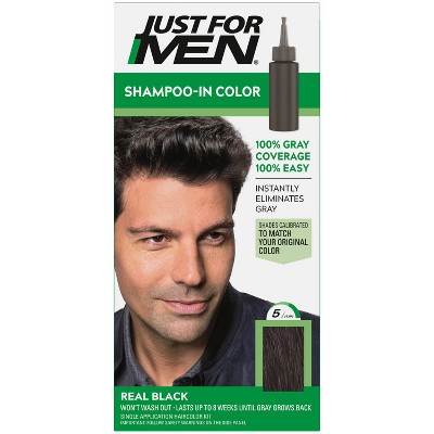 Just For Men Shampoo-In Color Gray Hair Coloring for Men - Real Black H55