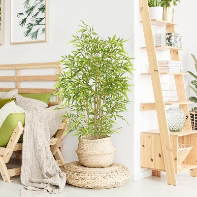 Artificial Bamboo Tree 4FT Tall, Fake Tree with Natural Trunk and Realistic Leaves Design, Maintenance Free, Artificial Fake Bamboo Plants Indoor