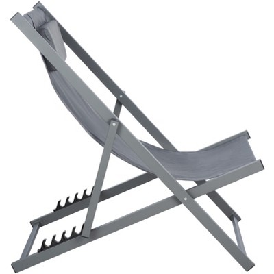 Camlin Grey Aluminum Frame Adjustable Folding Sling Chair Set of 2