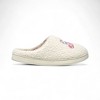 Aéropostale Women’s Fuzzy “Pink Heart-Planet” Mule Slippers – Ivory Slip-On House Shoes with Pastel Planet-Heart Embroidery - 3 of 4