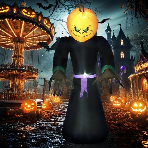 Halloween LED Yard Decor Reaper Ghost Pumpkin, Blow Up Inflatable Outdoor Decoration, Waterproof - 1 of 4