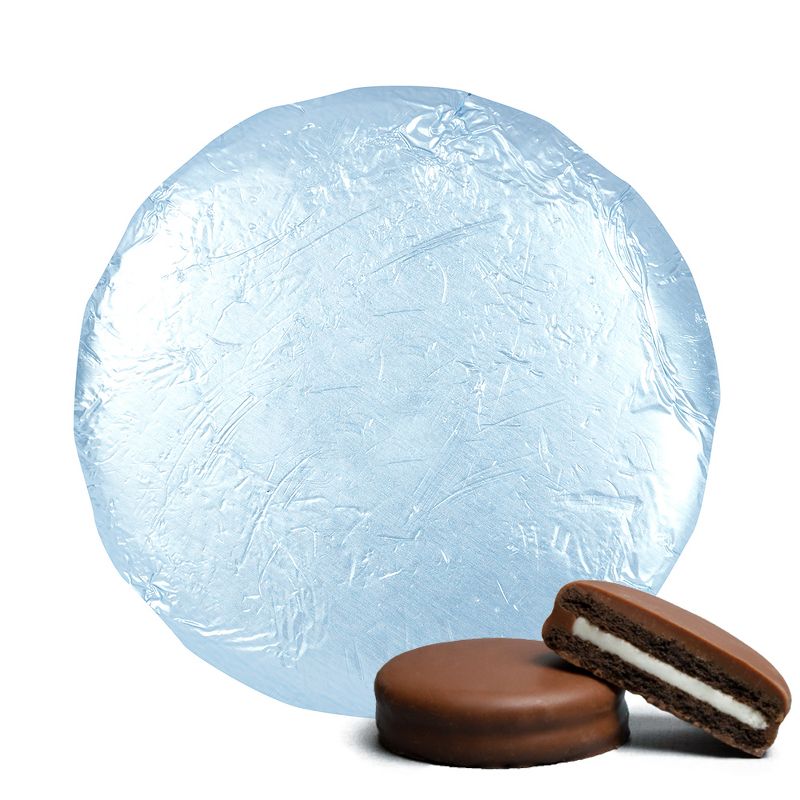 20 Pcs Foil Wrapped Chocolate Covered Oreo Cookies Light Blue Candy Party Favors, 1 of 2