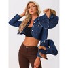 INSPIRE CHIC Women's Collared Button Down Long Sleeve Crop Jean Jacket - image 2 of 4