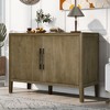 47.2" Farmhouse Sideboard with Ash Veneer, 2 Doors, Iron Handles, Adjustable Feet, Minimalist Wooden Storage Cabinet for Living Room - 2 of 4