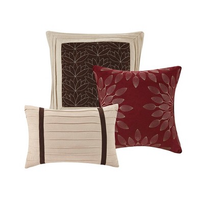 King Red Microfiber 7-Piece Striped Comforter Set