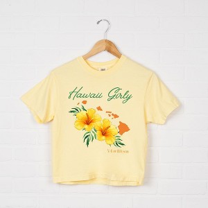 Simply Sage Market Women's Hawaii Girly Flower Short Sleeve Relaxed Fit Cropped Tee - 1 of 3