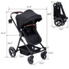 2-in-1 Baby Stroller Reversible Stroller, Bassinet with One-Hand Fold for Easy Access Stroller with Recliner and Extra Large Canopy - 4 of 4