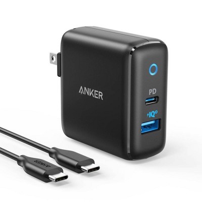 Anker 2-Port PowerPort 33W Power Delivery Wall Charger (with 6' PowerLine II USB-C to USB-C Cable) - Black
