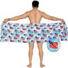 LA LEELA Men's Patriotic 4th of July USA Flag Swimwear Summer Sarong Swim Trunk Pareo Beach Wrap One Size US Flag Blue - 4 of 4