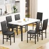 Hooseng 7-Piece Dining Room Table and Chairs Set for 6, Modern Kitchen Table Set with Faux Marble & Metal Frame & 6 PU Leather Chairs - 3 of 4