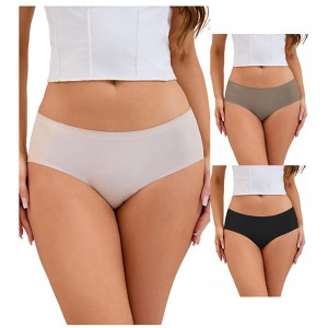 INSPIRE CHIC 3 Packs Women's Mid-Waisted Ladies Panties Full Coverage No Trace Comfortable Briefs - 1 of 4