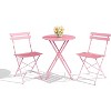 3-Piece Bistro Table and Chairs, Premium Steel Frame, Anti-Rust, Waterproof Folding Cafe Table and Chairs Set of 2, Foldable for Balcony - 2 of 4