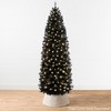Best Choice Products Pre-Lit Black Artificial Christmas Tree, Holiday Pencil Tree w/ Metal Base - 2 of 4