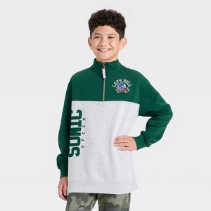 Boys' Sonic the Hedgehog Quarter Zip Fleece Sweatshirt - Heather Gray/Dark Green - 1 of 4