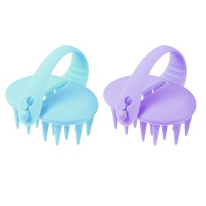 Unique Bargains Portable Plastic Shampoo Massage Hair Brush with Handle 2 Pcs - 1 of 4