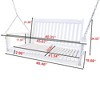 Front Porch Wood Bench Swing With Armrests And Hanging Chains, Easy To Assemble, White 46.46"x19.69"x24.02" - 3 of 4
