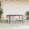 vidaXL 5-Piece Patio Dining Set - Poly Rattan Garden Table & Chairs, Cushions, Glass Top, Outdoor Furniture - Black/Brown - 3 of 4