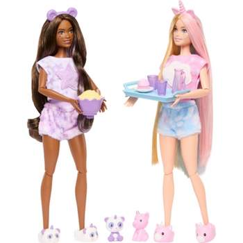 Barbie Cutie Reveal Slumber Party Gift Set with 2 Dolls & 2 Pets