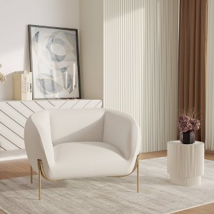 LeisureMod Zuno Collection Upholstered Single-Seater Velvet Sofa with Gold Iron Legs, Accent Chair for Living Room or Office - 1 of 4