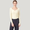 Anna-Kaci Active Women's Long Sleeve Henley Activewear Top with Scoop Neckline and Streamlined Fitted Silhouette - 2 of 4
