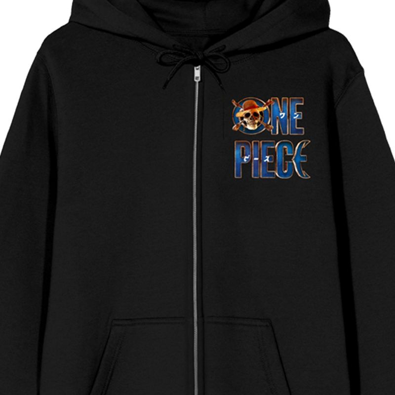One Piece Live Action The Pirates Are Coming Long Sleeve Black Adult Zip-Up Hoodie, 3 of 5