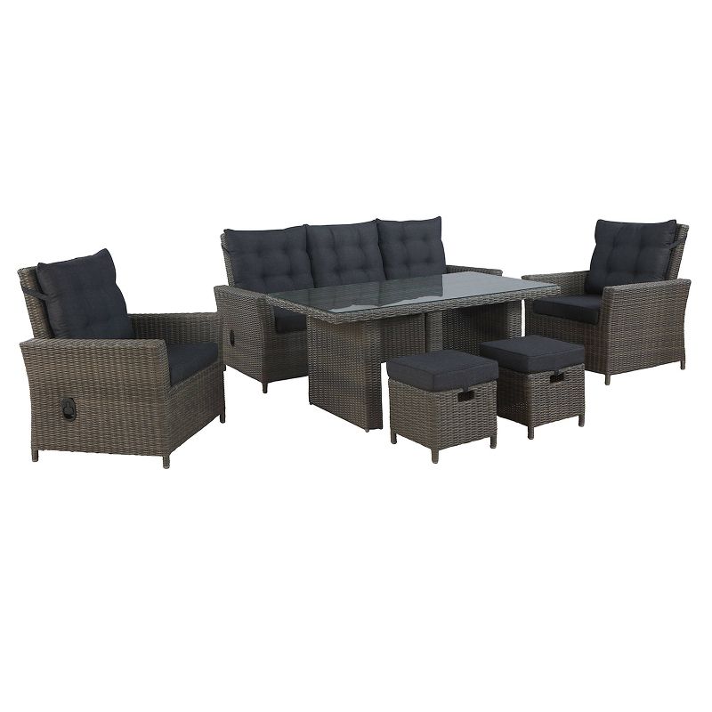 Asti 6pc Wicker Outdoor Seating Set - Gray - Alaterre Furniture, 1 of 16