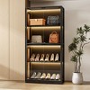 FUFU&GAGA Black 4-Door Closet Cabinet Glass Display Cabinet with Motion-Activated LED Light  Bookshelves Pantry - 2 of 4