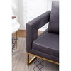 Velvet-Like Contemporary Accent Armchair with Cut-Out Armrests and Gold Metal Frame - 4 of 4