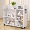 VECELO 3-Tier Bookshelf, Wood with Lockable Wheels,  25.6-Inch Bookcase with Adjustable Storage Shelves for Home Office, White - 2 of 4