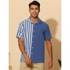 INSPIRE CHIC Men's Striped Patchwork Short Sleeved Color Block Summer Beach Shirt - 2 of 4
