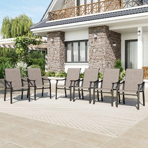 Captiva Designs Outdoor Patio Dining Texliene Armrest Chairs with Steel Frame - 1 of 4