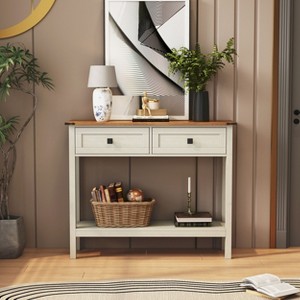 Bella Depot Farmhouse Console Table with 2 Drawers and Bottom Shelf - 1 of 4