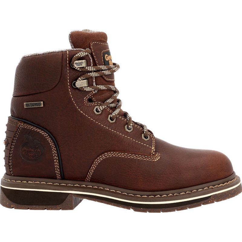 Georgia Boot AMP LT Edge Women's Alloy Toe Waterproof Work Boot, Brown, Size 9.5(M)