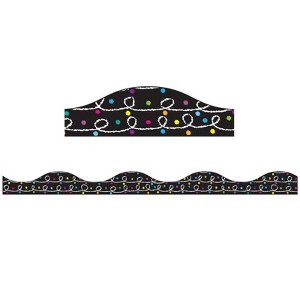 Ashley Productions Magnetic Border, White Chalk Loops with Color Chalk Dots on Black, 12' (Pack of 6) - 1 of 1