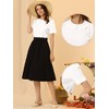 INSPIRE CHIC Women's Floral Jacquard Puff Short Sleeve Peter Pan Collar Blouse - 2 of 4