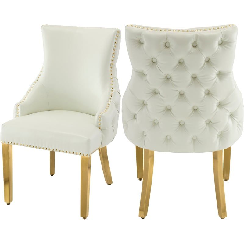 Meridian Furniture Tuft White Vegan Leather Dining Chair (Set of 2), 2 of 9