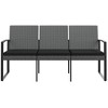 vidaXL Outdoor Bench 3-Seater Bench with Cushions for Porch Deck PP Rattan - Dark Gray - 3 of 4