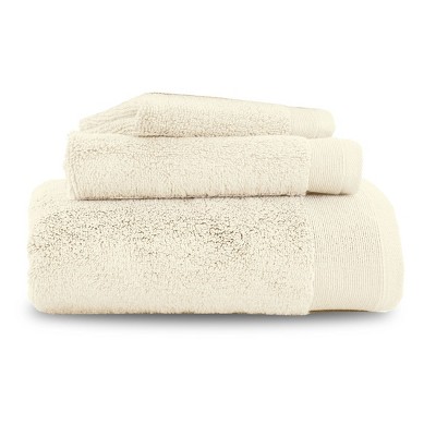 Bath Towel Set, Softest 100% Cotton by California Design Den - Ivory, Three-Pcs Towel Set