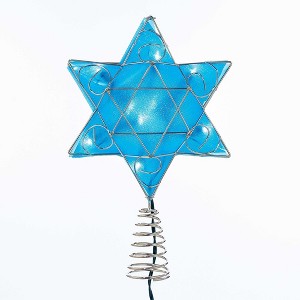 Kurt Adler UL 10-Light LED Silver and Blue Shimmer Star Treetop - 1 of 4